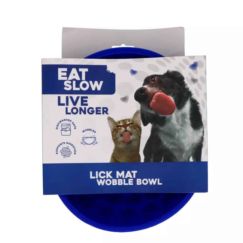 Eat Slow Live Longer Lick Mat Wobble Bowl Blauw